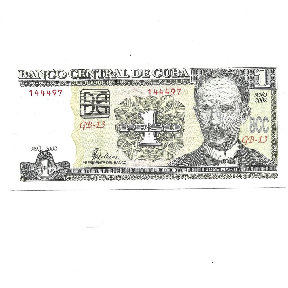 2002 Cuba One Peso Banknote (b1)